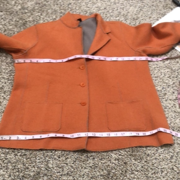 Eileen Fisher Merino Wool Sweater Jacket Size Large Orange - Picture 11 of 13